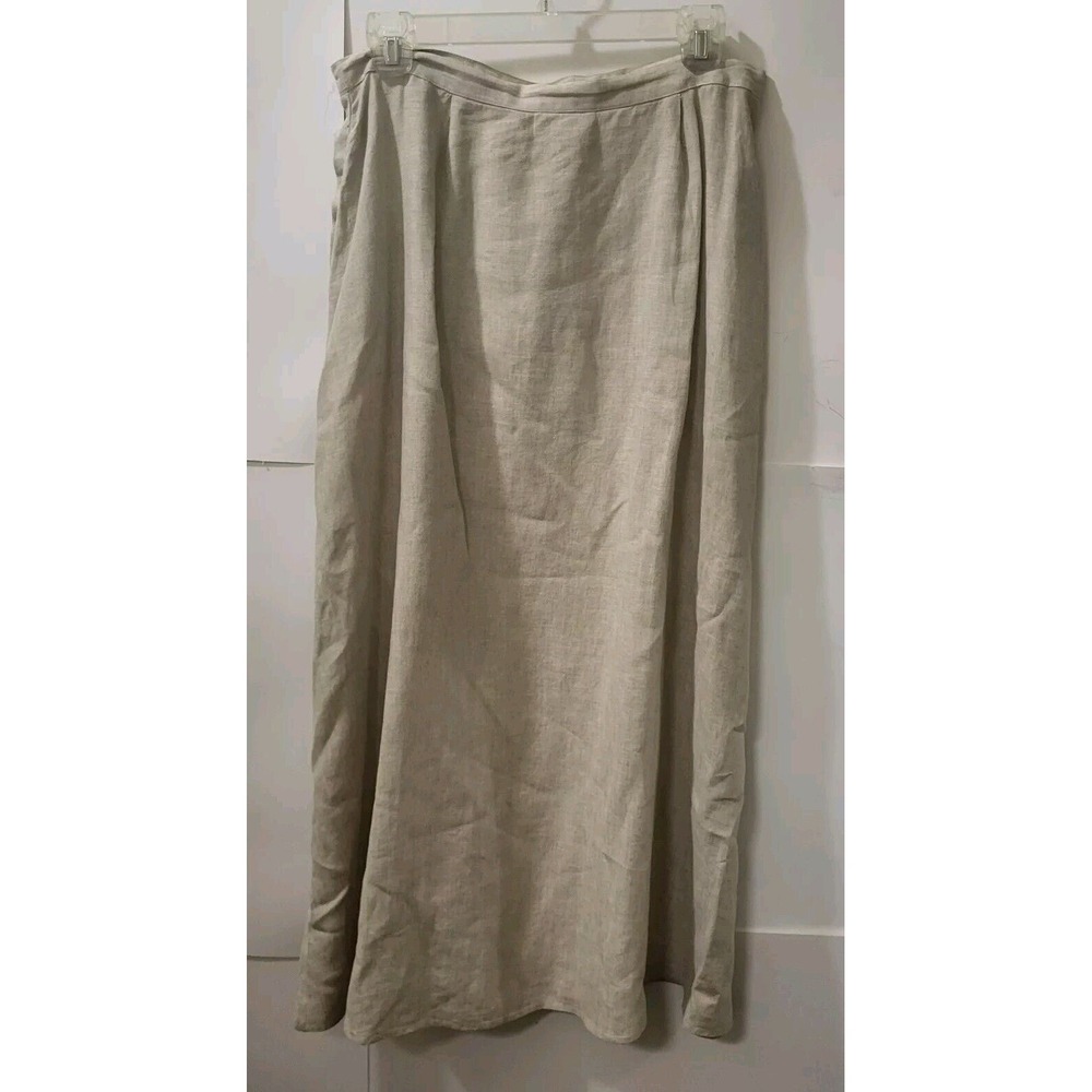 VTG. JONES STUDIO, 100% Linen Midi Skirt‎ Tan, Size 12